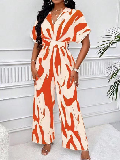 Damen Eleganter Cut-Out Jumpsuit mit modernem Muster Stalluxe