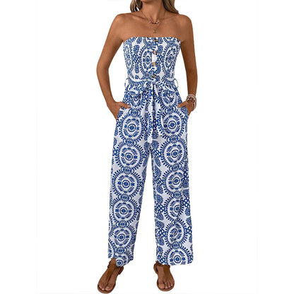 Damen Jumpsuit mit trendigem bandeau Design und praktischen Taschen Stalluxe
