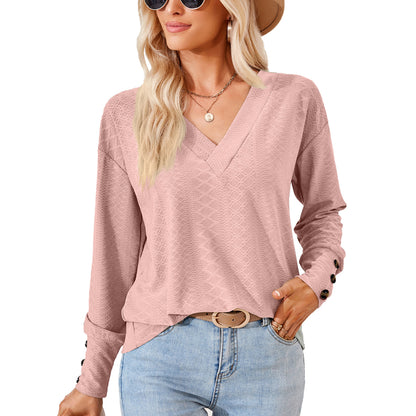 Damen Langarmbluse mit raffiniertem V-Ausschnitt und strukturiertem Design Stalluxe