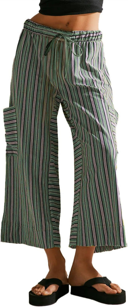 Women's Striped Wide-Leg Trousers Stalluxe