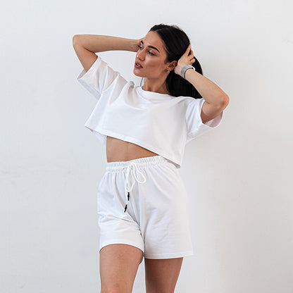 Damen lässiges Crop-Top und Shorts Set Stalluxe