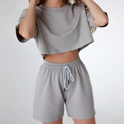 Damen lässiges Crop-Top und Shorts Set Stalluxe