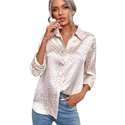 Damen elegante Hemdbluse mit modischem Leopardenmuster Stalluxe