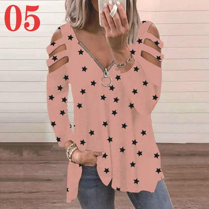 Damen Bluse mit floralem Cut-Out-Design und lässigem V-Ausschnitt Stalluxe