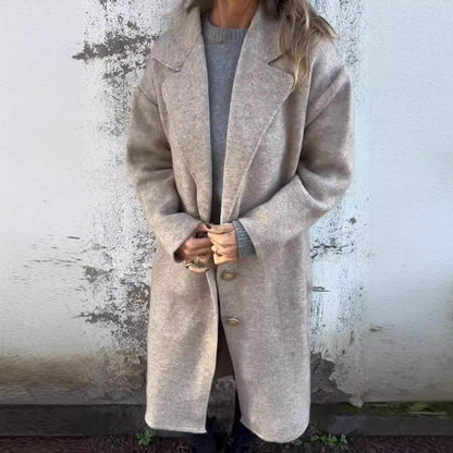 Women's Stylish Long Woolen Coat Stalluxe