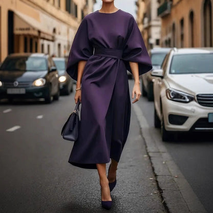 Damen elegante Midi-Kleid mit voluminösen Ärmeln Stalluxe