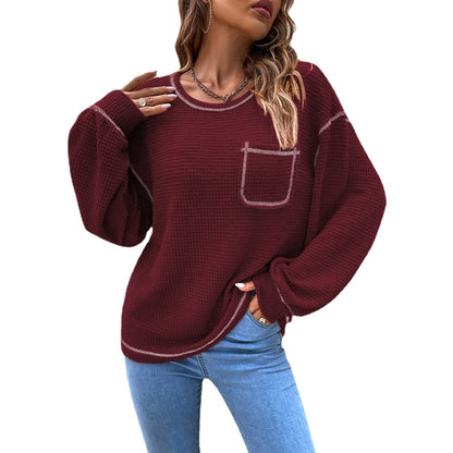 Damen lässiger Pullover mit modischen Puffärmeln Stalluxe