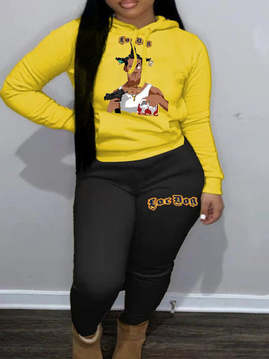 Damen Hoodie und Jogginghose Set mit auffälligem Grafikdesign Stalluxe