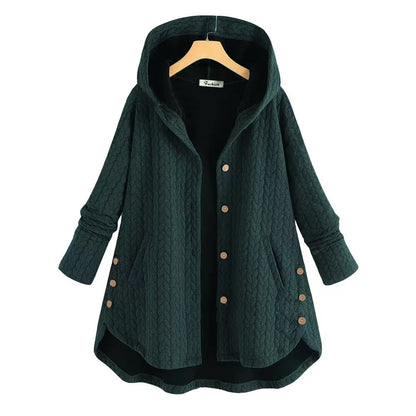 Damen gemusterte Kapuzenjacke mit Knopfdetails und großen Taschen Stalluxe