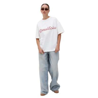 Damen Oversized T-Shirt mit romantischem Schriftzug und bequemem Schnitt Stalluxe