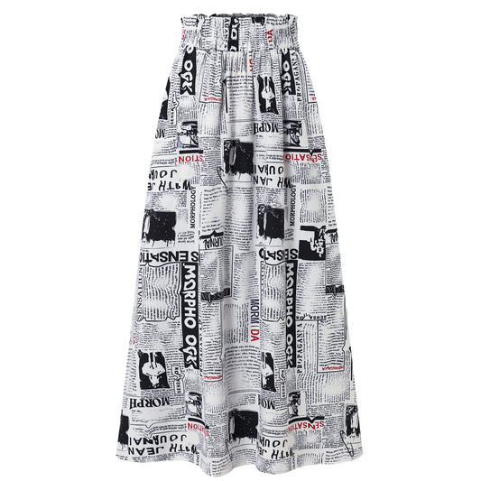 Damen Maxirock mit innovativem Zeitungsdruck Stalluxe