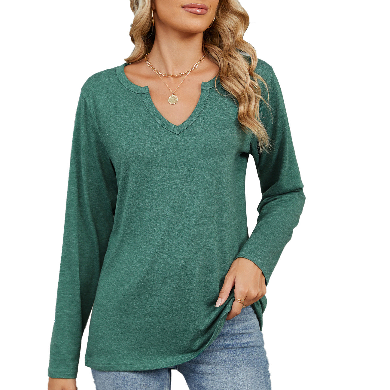 Damen Langarmshirt mit modischem V-Ausschnitt und lässiger Passform Stalluxe