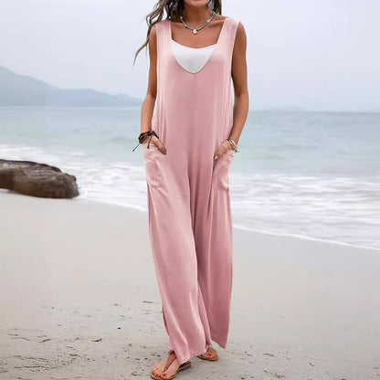 Damen Bequemer Sommeroverall mit weitem Schnitt und praktischen Taschen Stalluxe