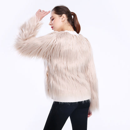 Damen Kuschelweicher Kunstfell-Mantel mit offenem Schnitt und langen Ärmeln Stalluxe