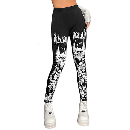 Damen Leggings mit auffälligem Totenkopf- und floralem Design Stalluxe