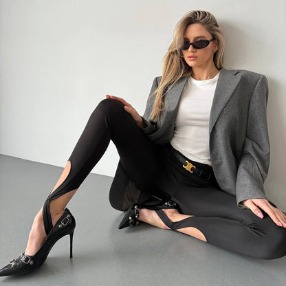 Damen Leggings mit raffiniertem Cut-Out und dekorativem Bindungsdetail Stalluxe