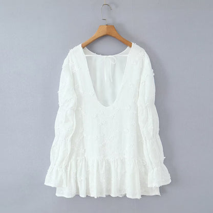 Damen luftiges Sommerkleid mit floralem Stickereidesign und voluminösen Ärmeln Stalluxe