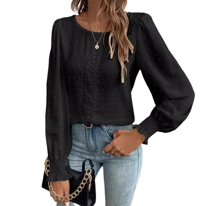 Damen luftige Bluse mit feinem Stickmuster Stalluxe