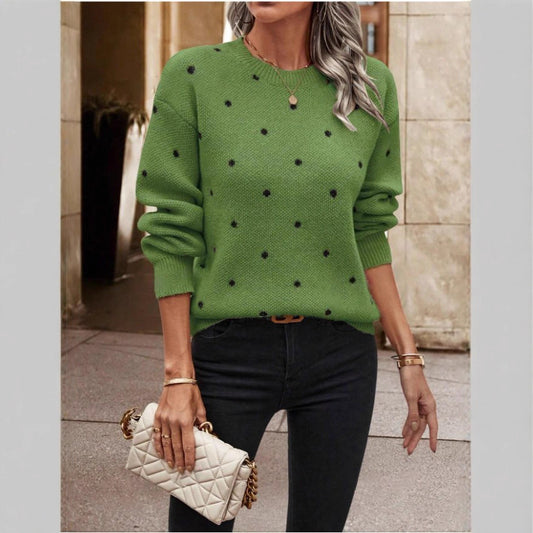 Damen Gemusterter Strickpullover mit Rundhalsausschnitt und lässiger Passform Stalluxe