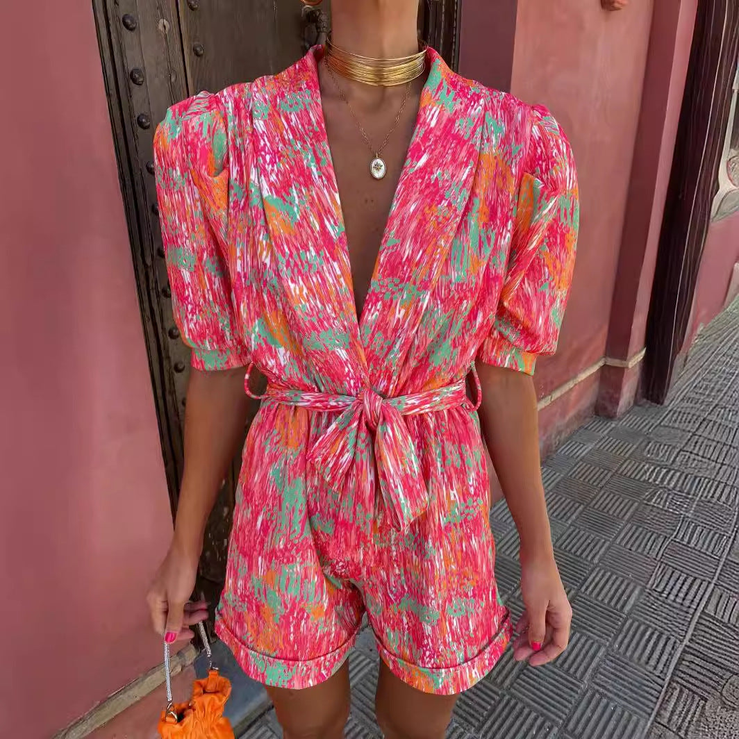 Damen Jumpsuit mit buntem Muster Stalluxe