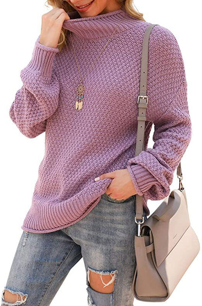 Damen Pullover mit hohem Kragen und strukturiertem Strickmuster Stalluxe