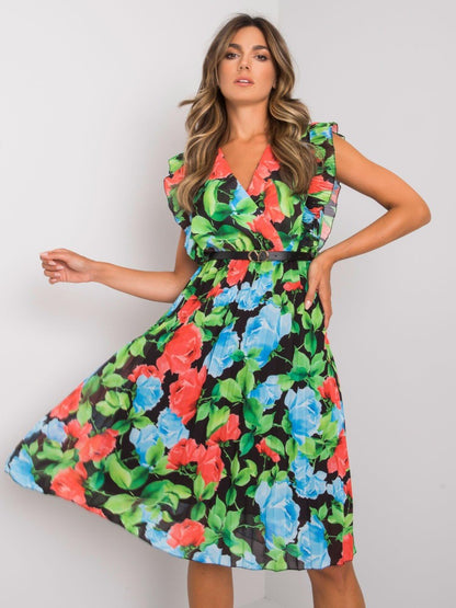 Damen Floral maxikleid mit Rüschendetails und Taillengürtel Stalluxe