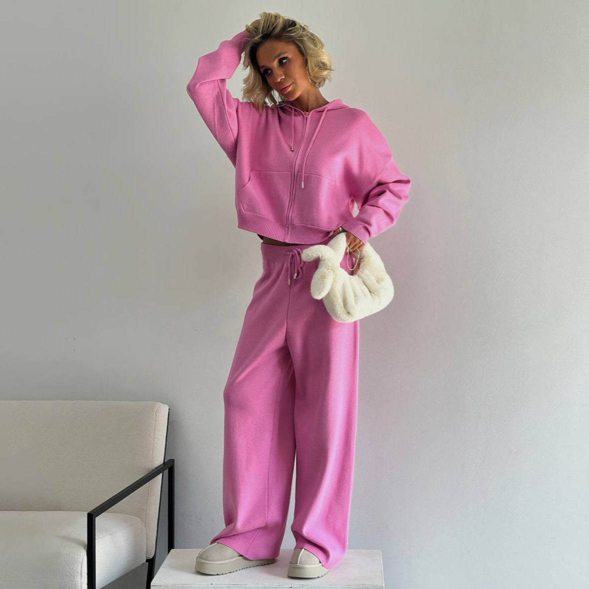 Damen Lässiges Cozy Set mit Kapuzenpullover und weitem Hosenstil Stalluxe