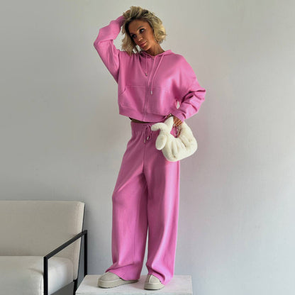 Damen Lässiges Cozy Set mit Kapuzenpullover und weitem Hosenstil Stalluxe
