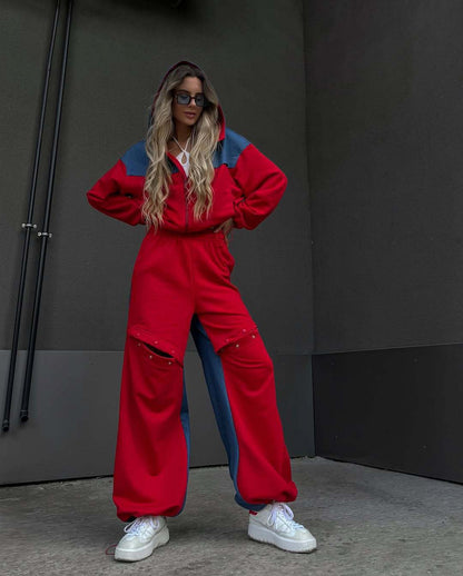 Damen sportliches Set mit modischem Farbblock-Design und lässiger Passform Stalluxe