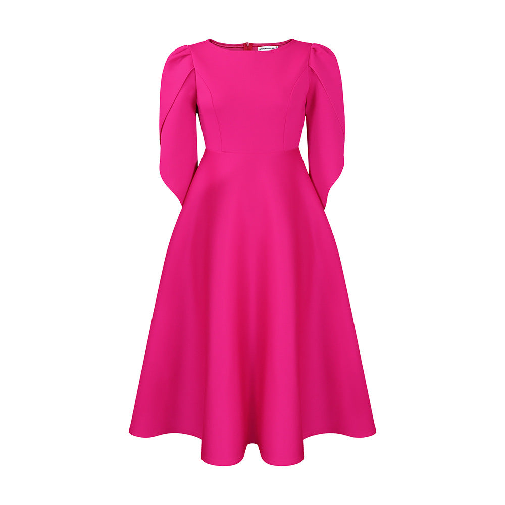 Damen A-Linien Kleid mit eleganten Puffärmeln Stalluxe