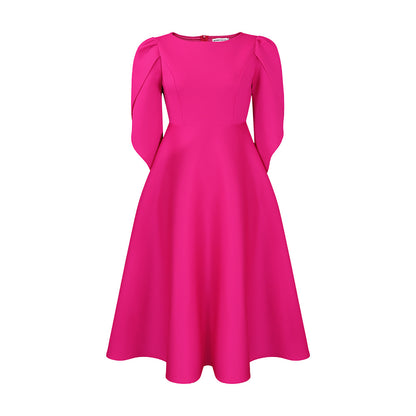Damen A-Linien Kleid mit eleganten Puffärmeln Stalluxe