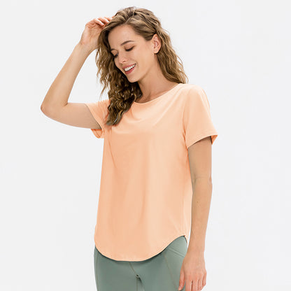 Damen Atmungsaktives Fitness-T-Shirt mit Rundhalsausschnitt und sportlichem Schnitt Stalluxe