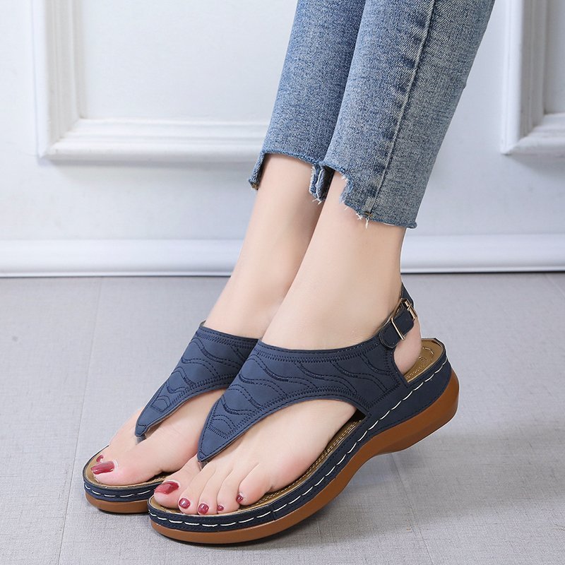 Damen Komfortable Zehentrenner-Sandalen mit ergonomischem Fußbett Stalluxe