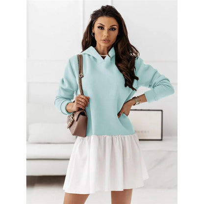 Damen lässiges Sweatkleid mit Kapuze Stalluxe