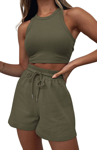 Damen sportliches Crop-Top und lässige Shorts Set Stalluxe