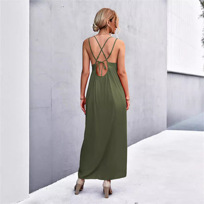 Damen lässiges Sommerkleid mit Spaghettiträgern und voluminösem Schnitt Stalluxe