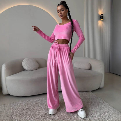 Damen hochwertiges, elegantes Crop-Top und bequeme Hose Stalluxe