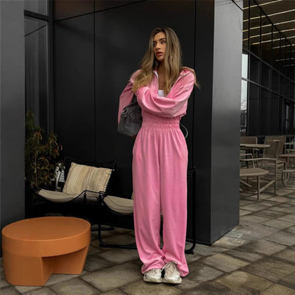 Damen eleganter Fleece-Jumpsuit mit hohem Kragen und Kordelzug Stalluxe