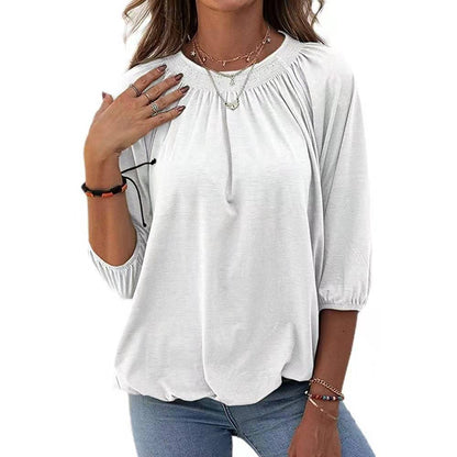 Damen leichtes Blusenshirt mit romantischem Puffärmel und lässigem Schnitt Stalluxe