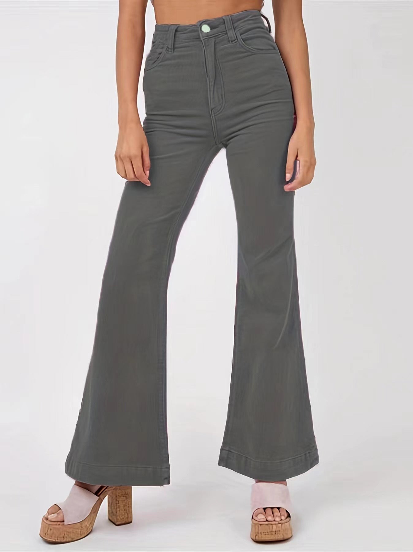 Damen weite High-Waist Flared Jeans Stalluxe