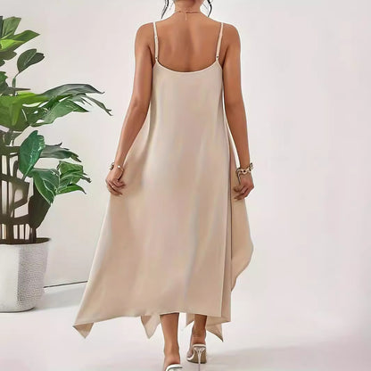 Damen Luftiges Spaghettiträger-Kleid mit asymmetrischem Saum und weichem Stoff Stalluxe