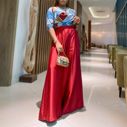 Damen Eleganter Jumpsuit mit auffälligem geometrischem Muster und weitem Bein Stalluxe