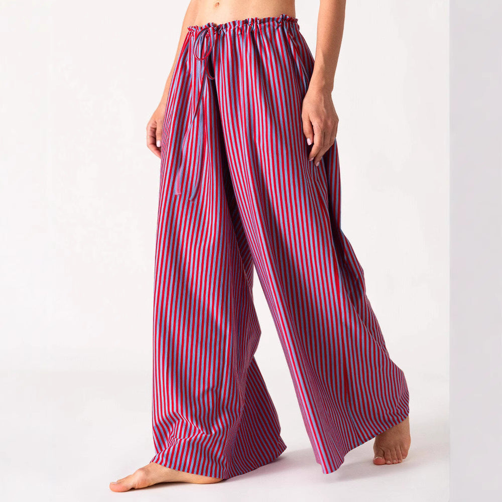 Damen Weite Sommerhose mit vertikalem Streifenmuster Stalluxe