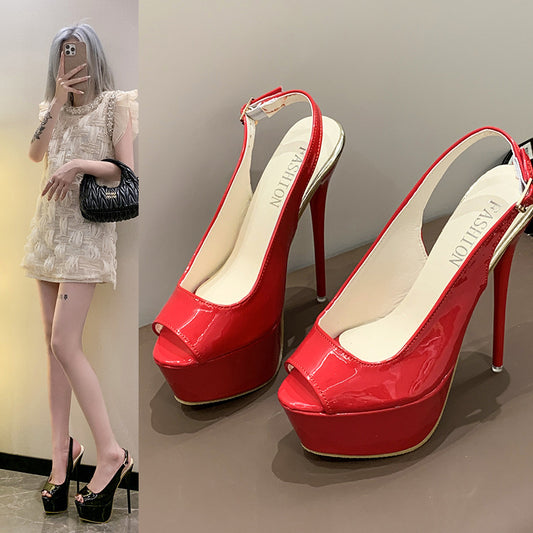 Damen Peeptoe High Heels mit offenem Fersenbereich und Stiletto-Absatz Stalluxe
