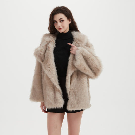 Damen Kuschliger Faux-Fur Mantel Stalluxe