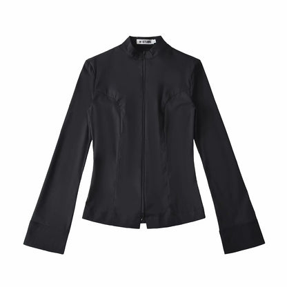 Damen Hochleistungs-Activewear-Jacke mit Stehkragen und Reißverschluss Stalluxe