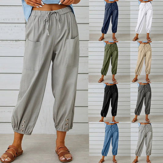Damen Bequeme Freizeithose mit seitlichen Taschen und Bündchen Stalluxe