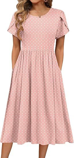 Damen Midi-Kleid mit rundem Halsausschnitt und praktischen Taschen Stalluxe