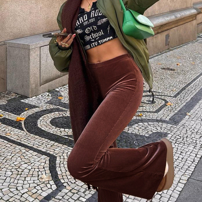 Damen Elegante Schlaghose mit hohem Bund und glattem Material Stalluxe