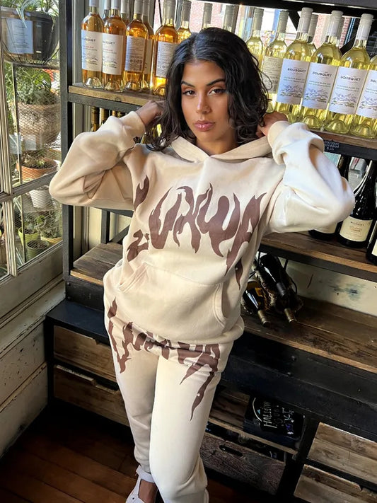 Damen Sportliches Hoodie- und Jogginghose-Set mit einzigartigem Grafikdruck Stalluxe